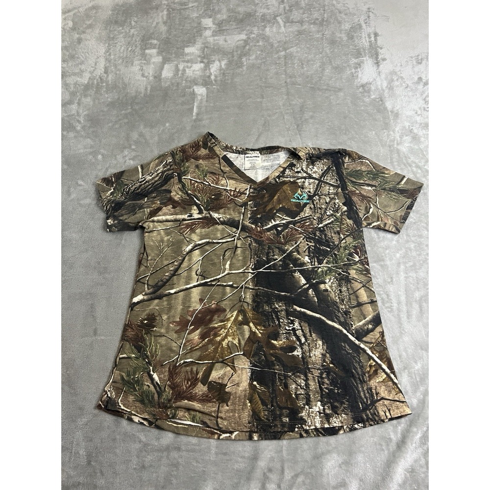 Realtree Womens Shirt XL Camo Short Sleeve Hunting Tee AP Pattern